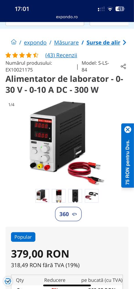 sursa -noua-Alimentator de laborator - 0-30 V - 0-10 A DC - 300 W