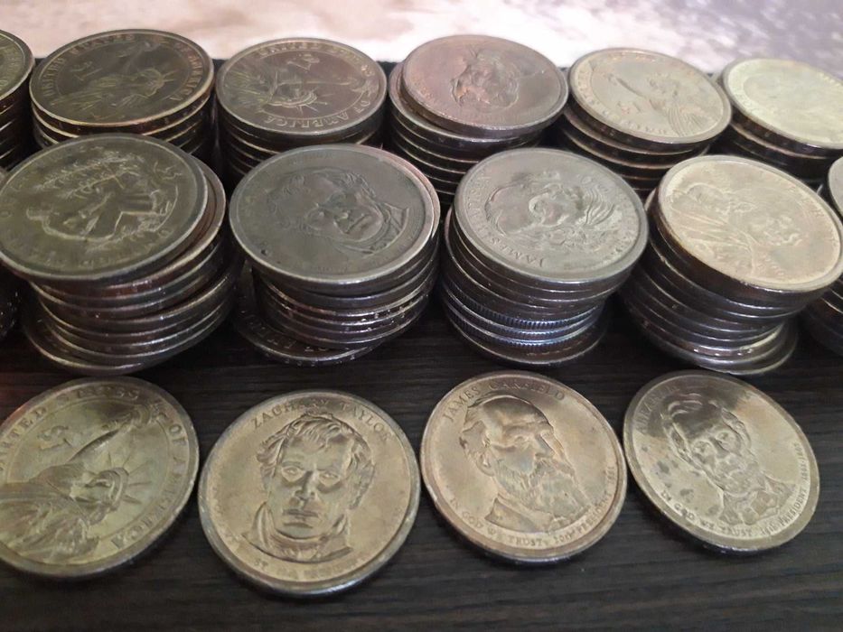 монети 1 $ и половин $
