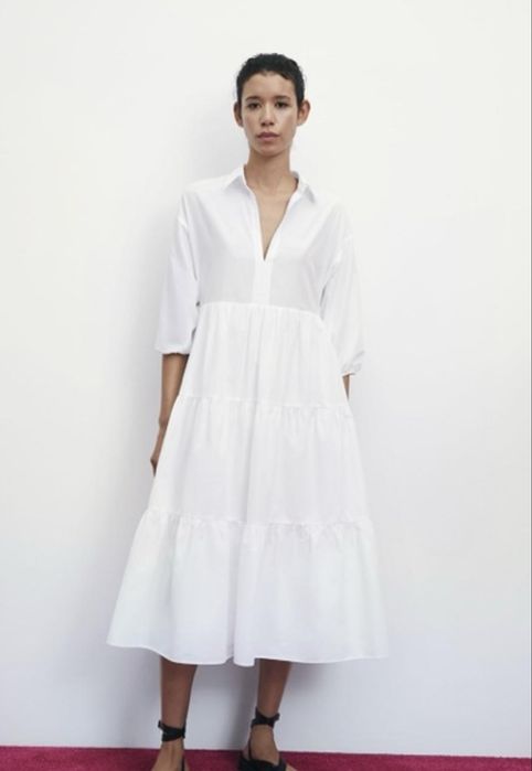 Zara рокля,на цветя или бяла