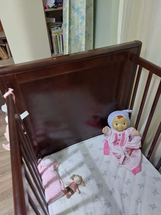 Pat patut copii bebelus lemn masiv + saltea cocos noua cadou