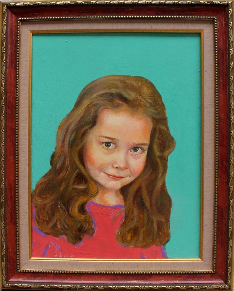 Portret pictat de copil/ adult, Tablou ulei pe panza