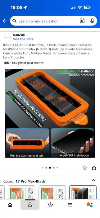 Set 3 folii privacy ecran iPhone 17ProMax