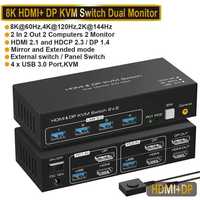 KVM Switch HDMI DP 4K 120Hz 8K 60Hz USB 3.0