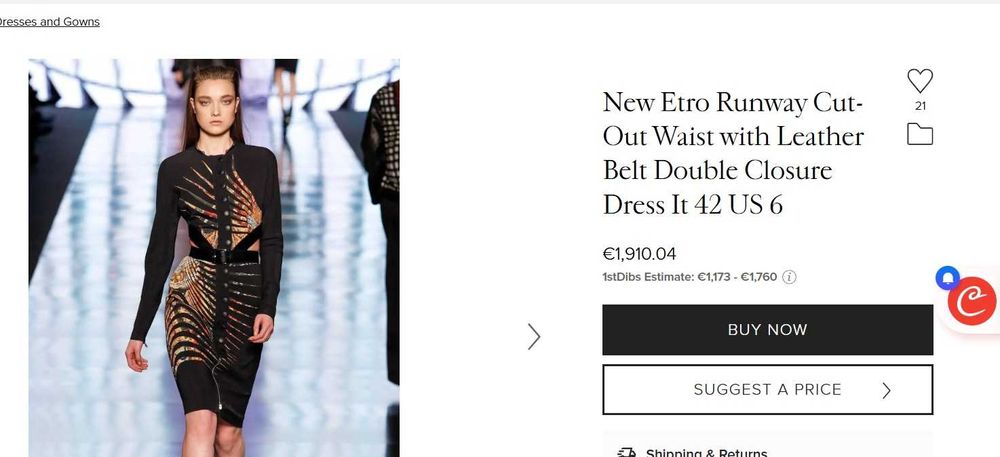 Rochie ETRO, marimea 42 it (M), vascoza 96%, elastan 4%