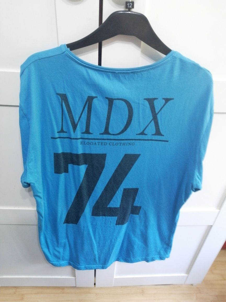 Tricou cu marcă fata/spate albastru marin  MDX, Bershka