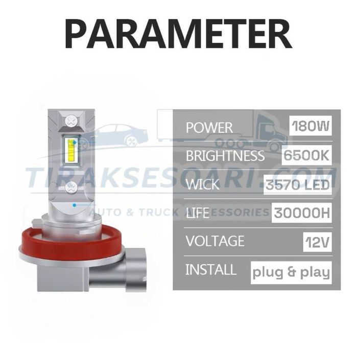 CARLUX LED Диодни Крушки H11 H8 180W 12V 300% светлина без вентилатор