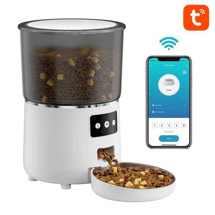 Hranitor Automat pentru Caini si Pisici,NAUGHTYTRIBE®, PFF040,TUYA APP
