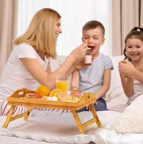 Бамбукова масичка тип поднос за сервиване на закуска в лего