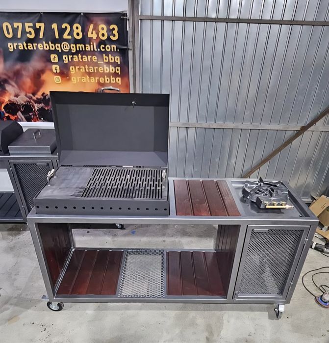 Grătar complet cu capac,plita de gătit spații de depozitare și acoperi