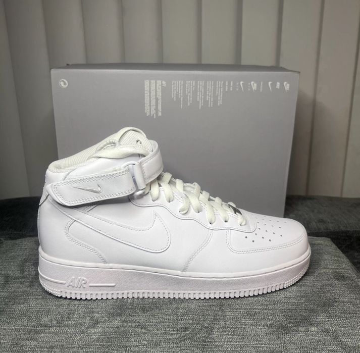 Adidasi Nike Air Force 1 Mid White - Stoc Limitat