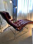 Fotoliu piele vintage Mid Century