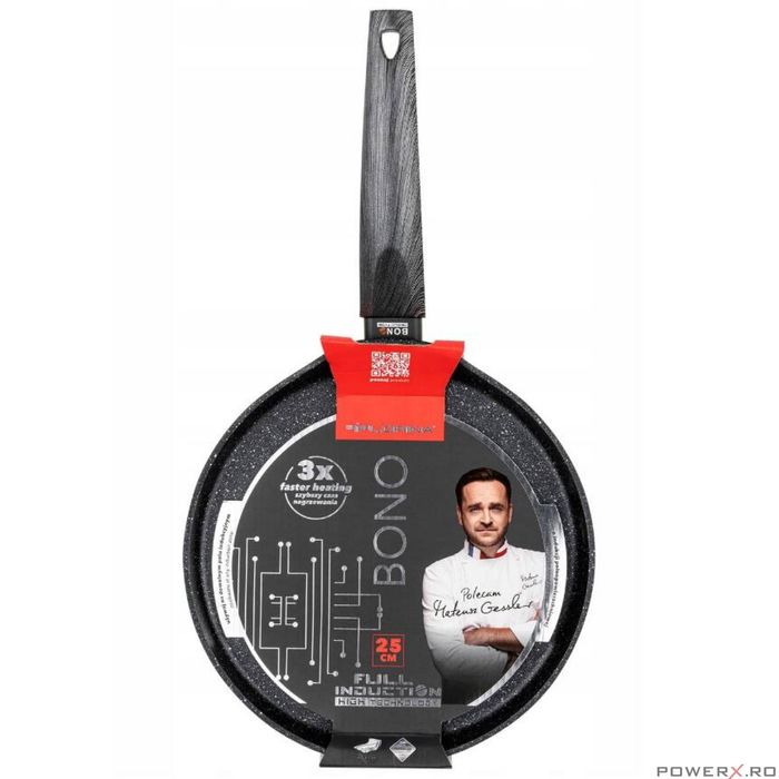 Tigaie de clatite, 25 cm, de marmura, Antiaderent, Inductie, Bono