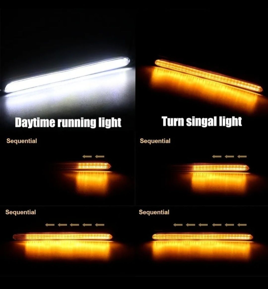 Универсални автомобилни LED дневни светлини с бягащи мигач