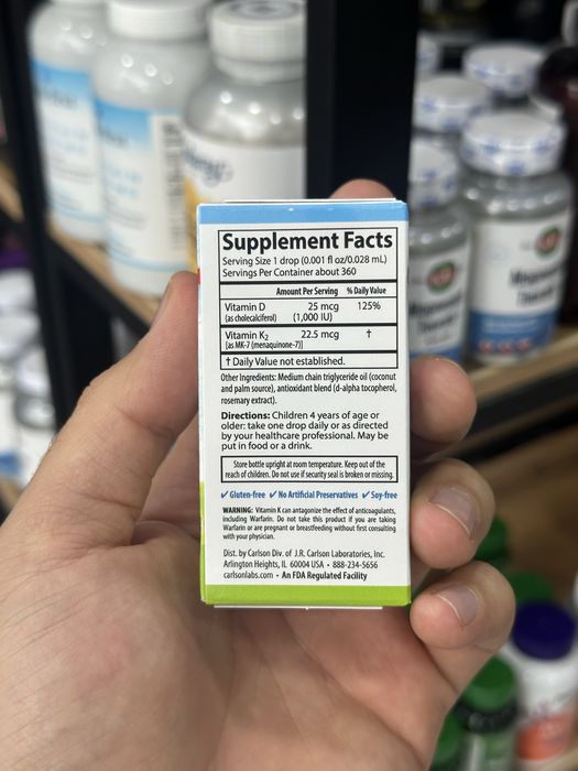 Carlson Kid's D3 + K2 360 veg drops