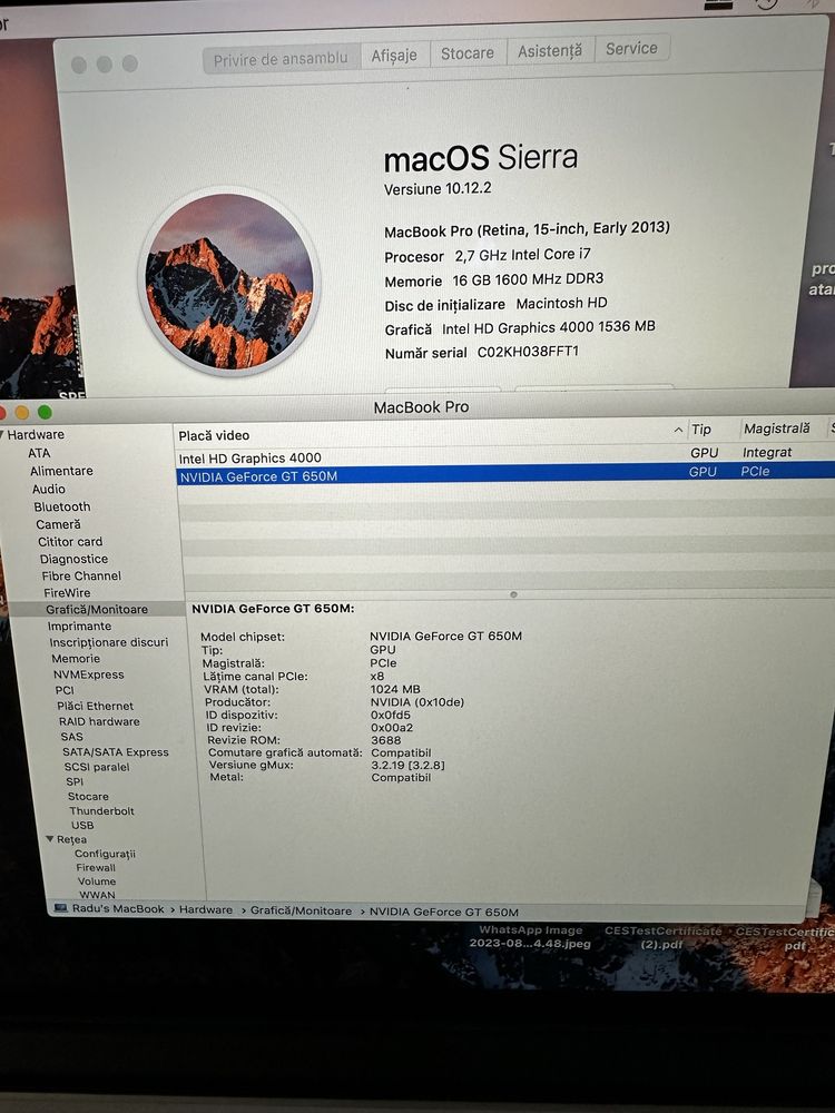 Macbook Pro Retina 15” I7 2.7GHz 16Gb RAM 512 Gb SSD
