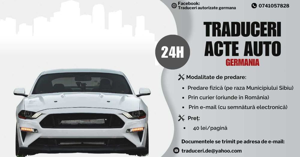 Traduceri acte auto germana | Rapid | 24h | 40 lei/pagină