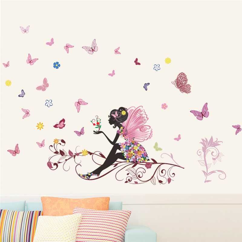 Стикери за стена "Момиче с пеперуди"