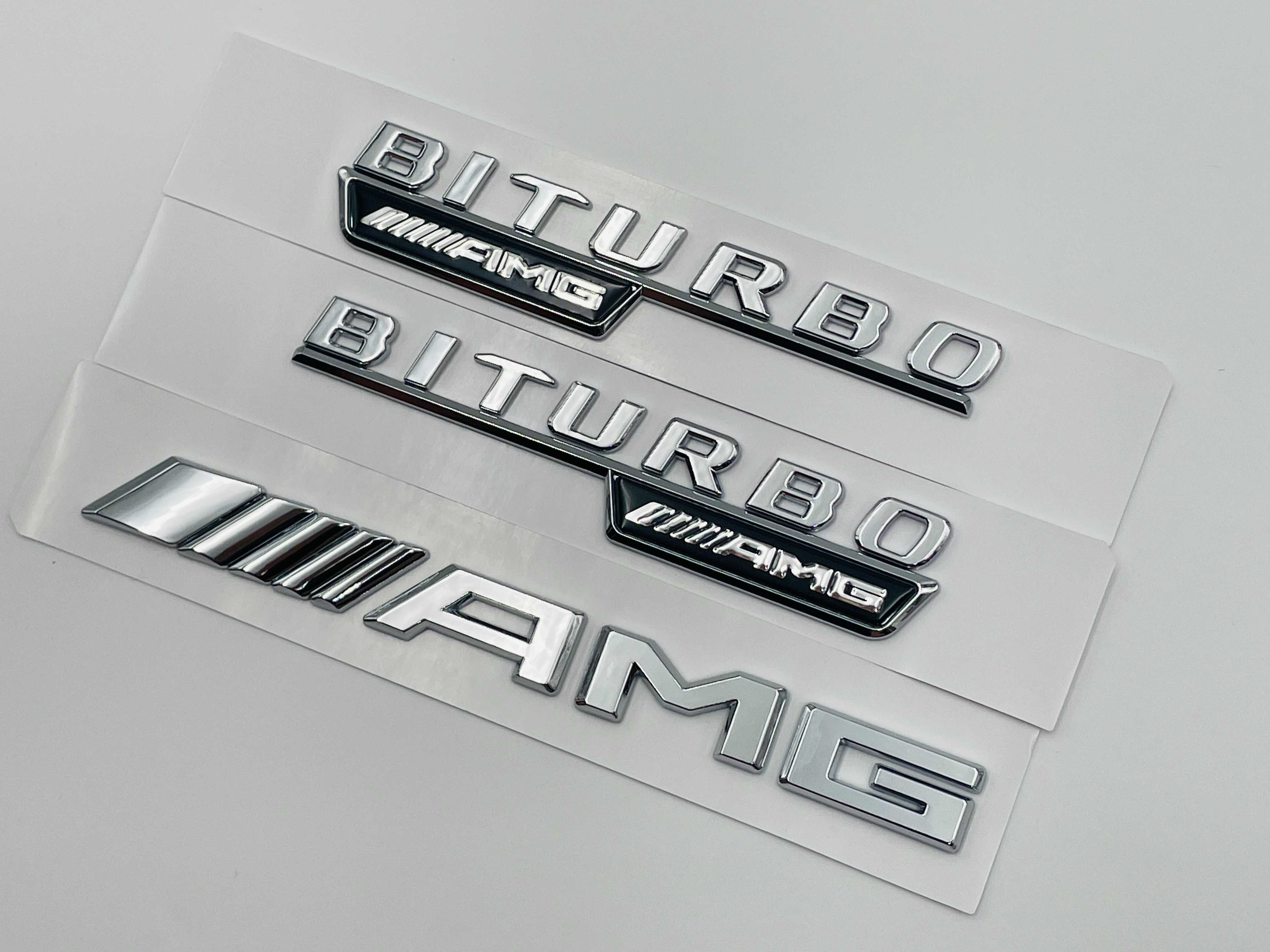 Set Embleme Compatibile Mercedes biturbo AMG crom