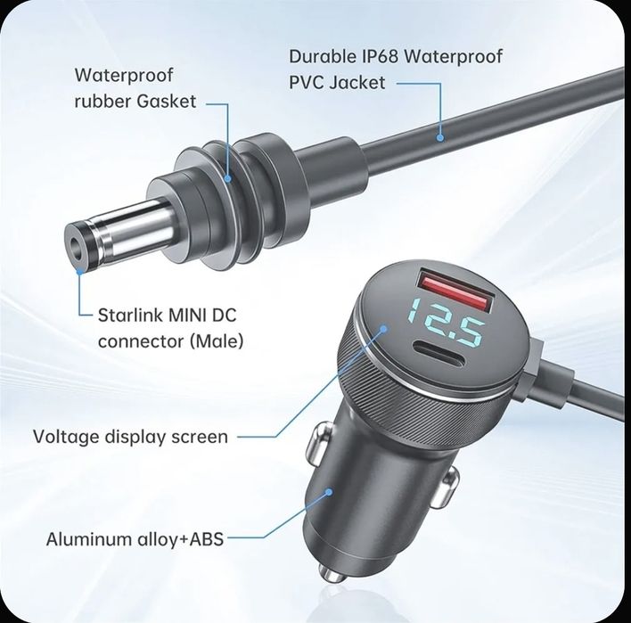 Для Starlink Мини-Кабель Питания Автомобильный Адаптер  С USB.