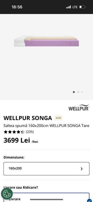 Saltea Jysk spuma wellpur Songa 160x200