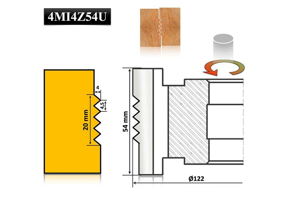 Freza Îmbinare Lamelar Latitudinal Lemn 54 mm cu Umar