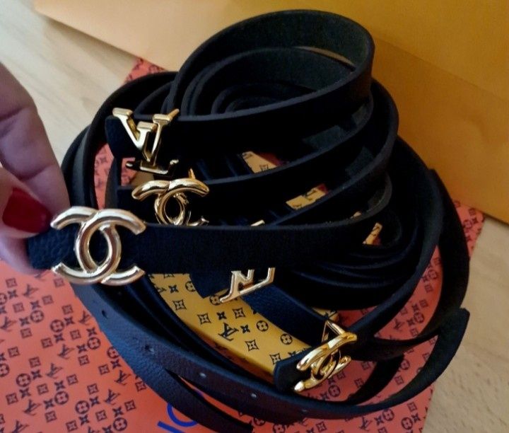 Curele inguste damă,super model, logo metalic auriu