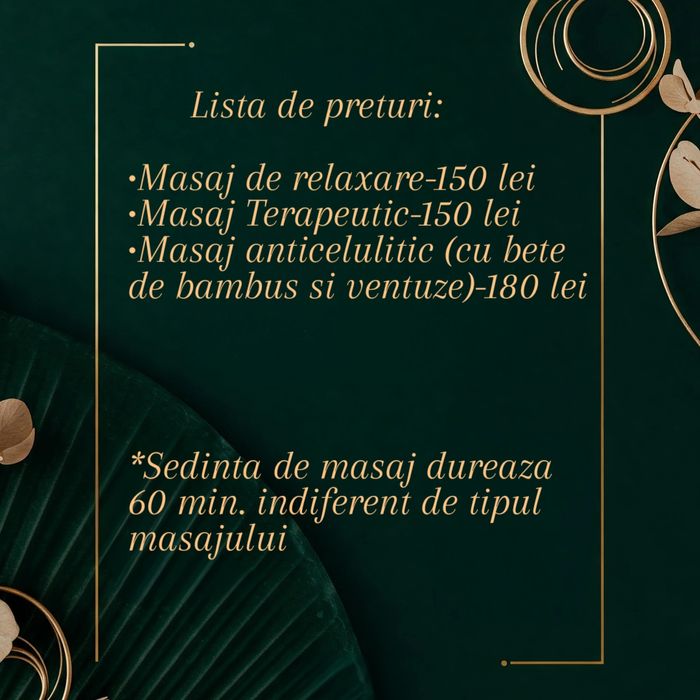 Masaj la domiciliu. Masaj de relaxare, terapeutic, anticelulitic