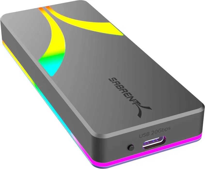 SABRENT Rocket RGB USB C 20Gbps M.2 SATA/NVMe SSD Enclosure Adapter