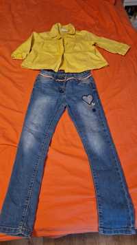 Jeans si jacheta cu maneca 3/4  128cm