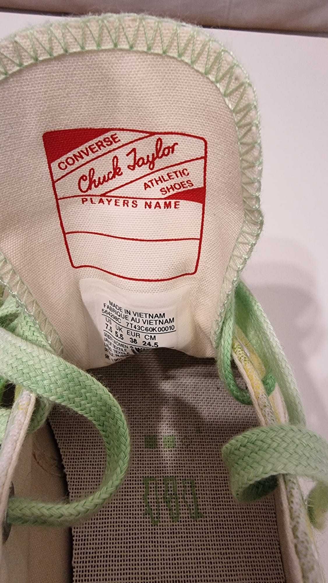 Tenisi Converse Chuck Taylor verde-galben, marimea 38, noi