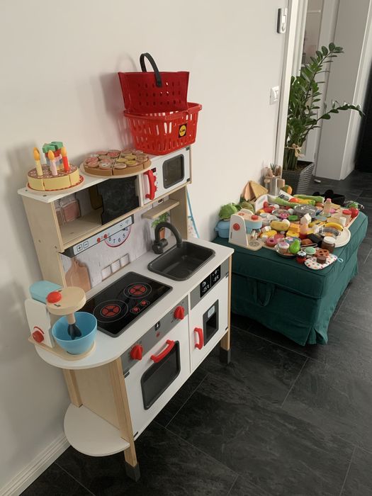 Bucatarie copii PlayTive, accesorii incluse, lemn, 77x30x103 cm