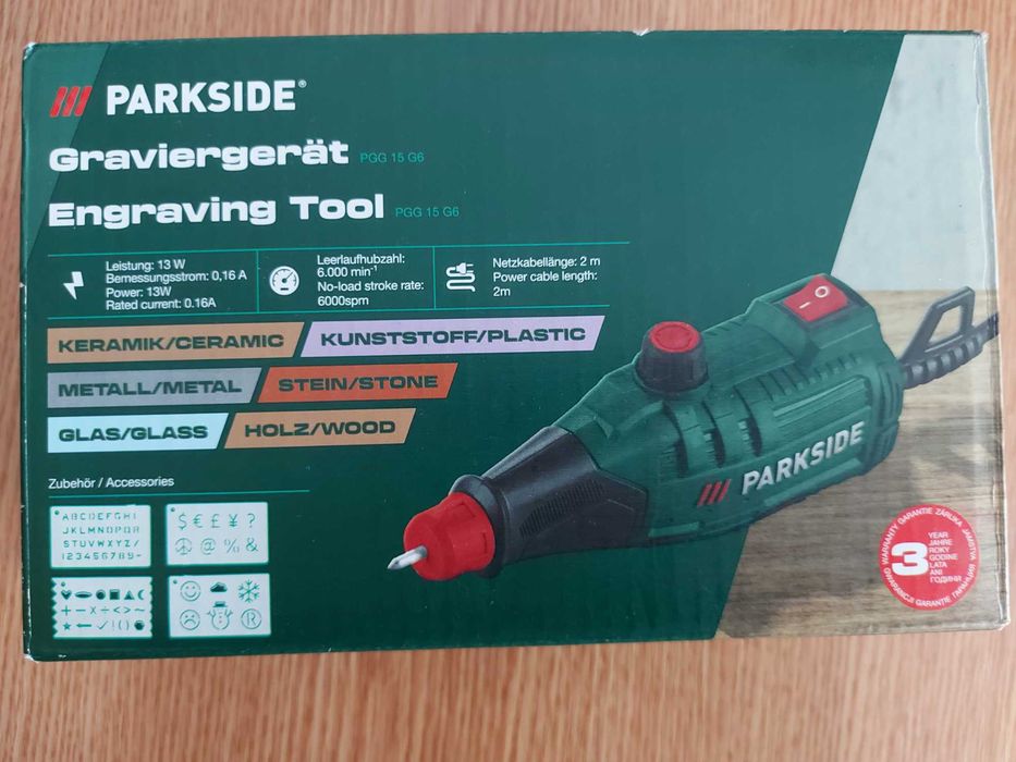 Aparat pentru gravura pe sticla, fier, lemn piatra, Parkside 6.000 rpm