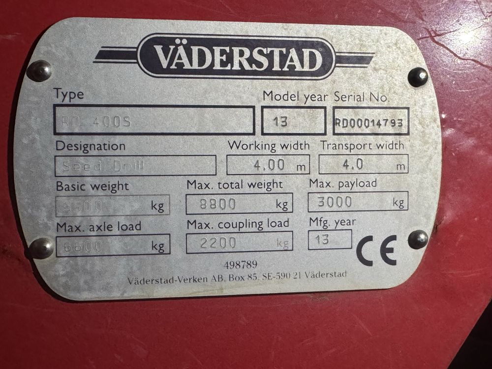 semanatoare paioase vaderstad rapid 400