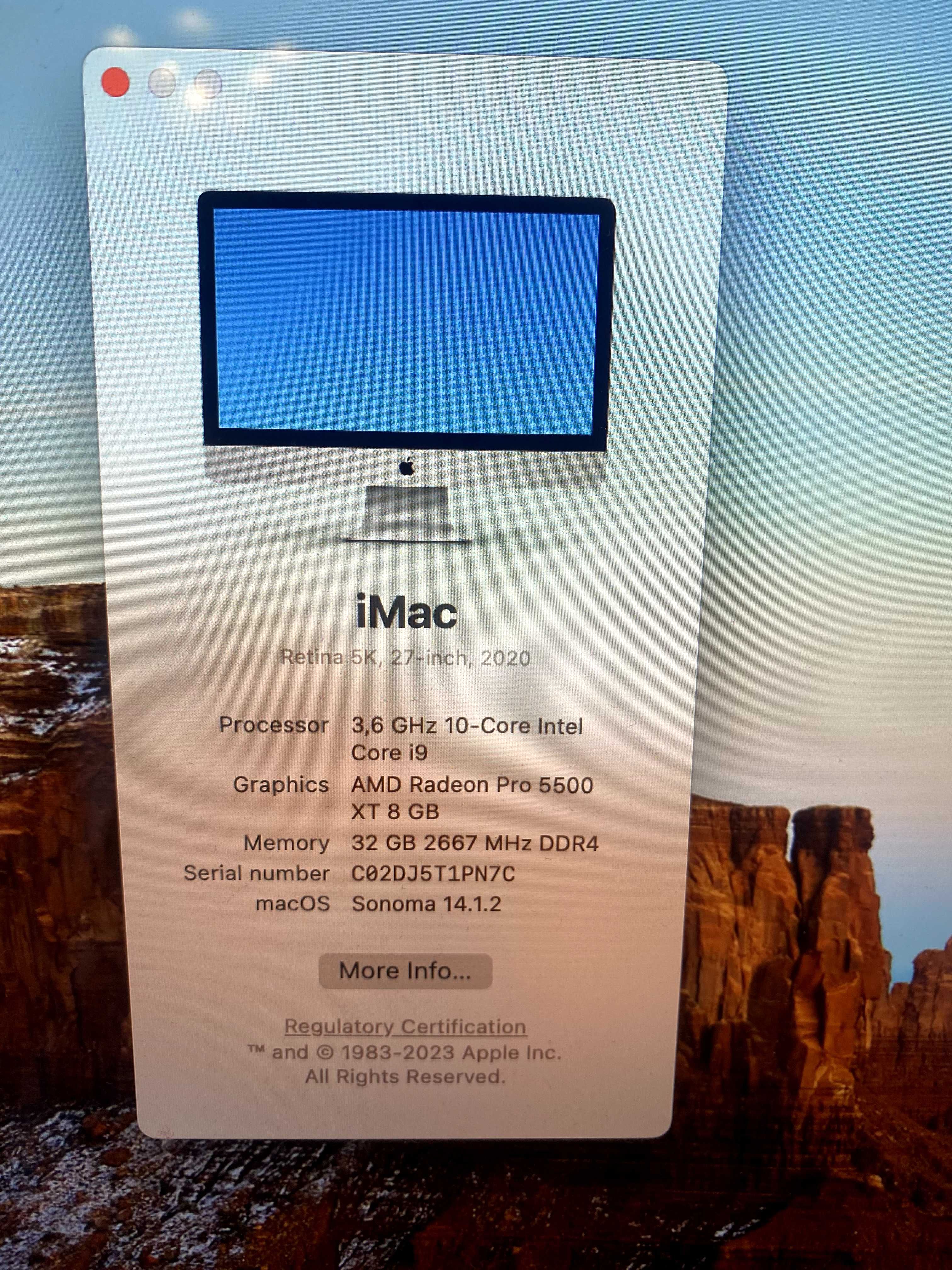 IMac 27", anul 2020, procesor I9, 32GB RAM , 1 TB, retina 5k