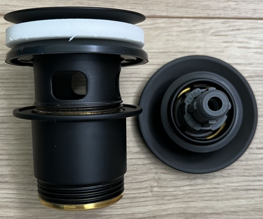 Ventil push-open Kludi pentru lavoare cu preaplin, negru mat