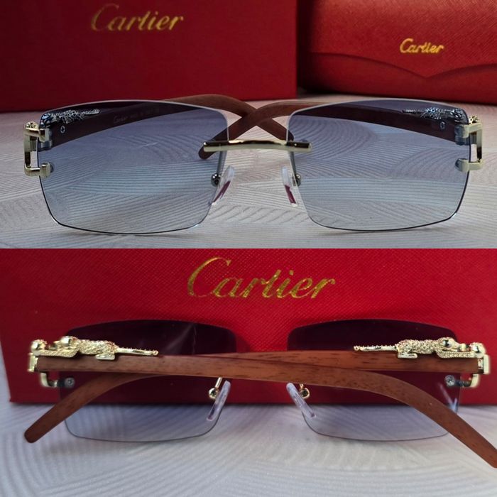 Мъжки слънчеви очила дървени дръжки с пантера 5 цвята