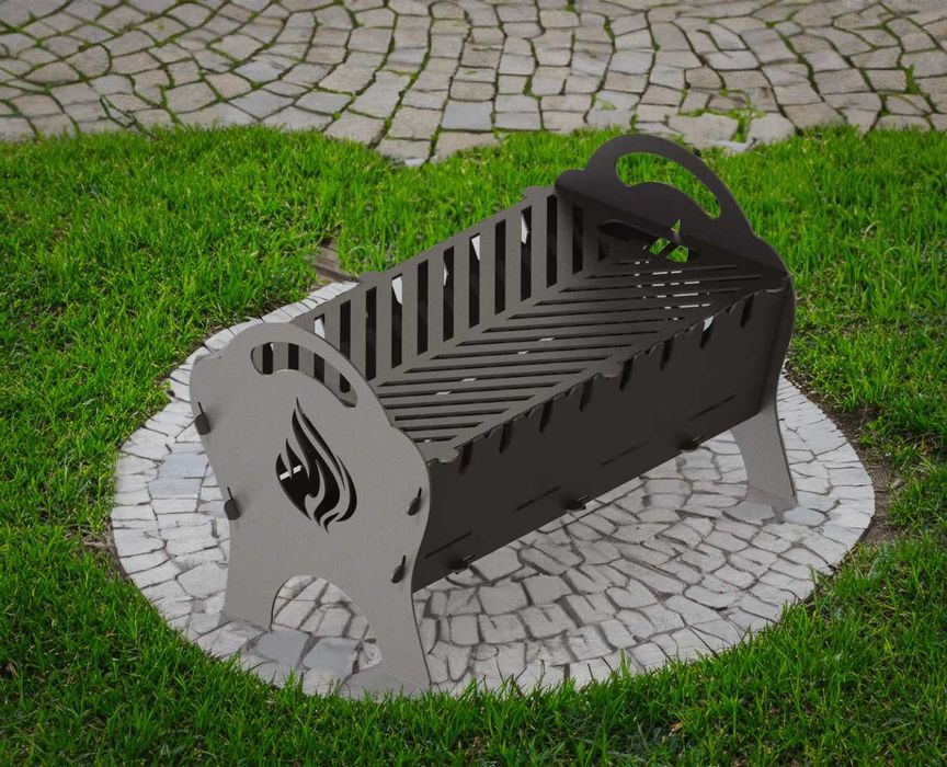 Grătar pliabil – dimensiuni 33x50 cm, înălțime 35 cm, 3 mm.