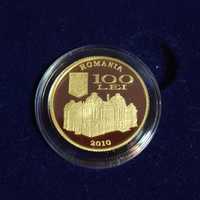 Moneda aur 100 lei 2010 proof BNR Eugeniu Carada 6,45 g tiraj 500