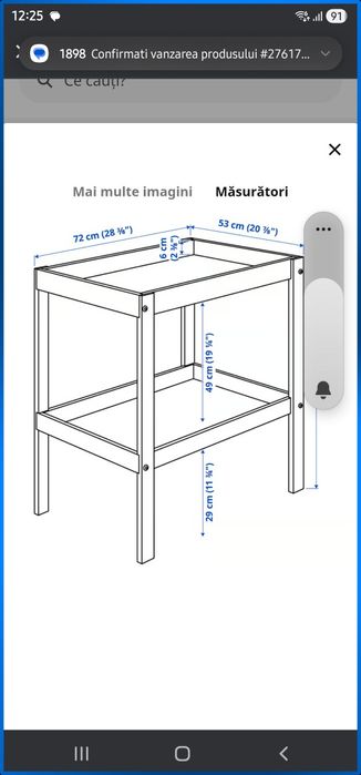 Vând masă de înfășat