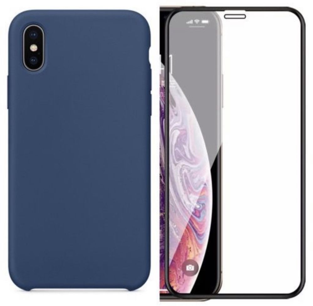 Iphone XS MAX XR - Husa Alcantara Silicon Catifea + Folie Sticla 9D