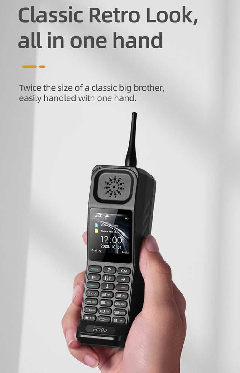 Класически малък ретро мобилен телефон с две SIM карти H999 ,FM Видео