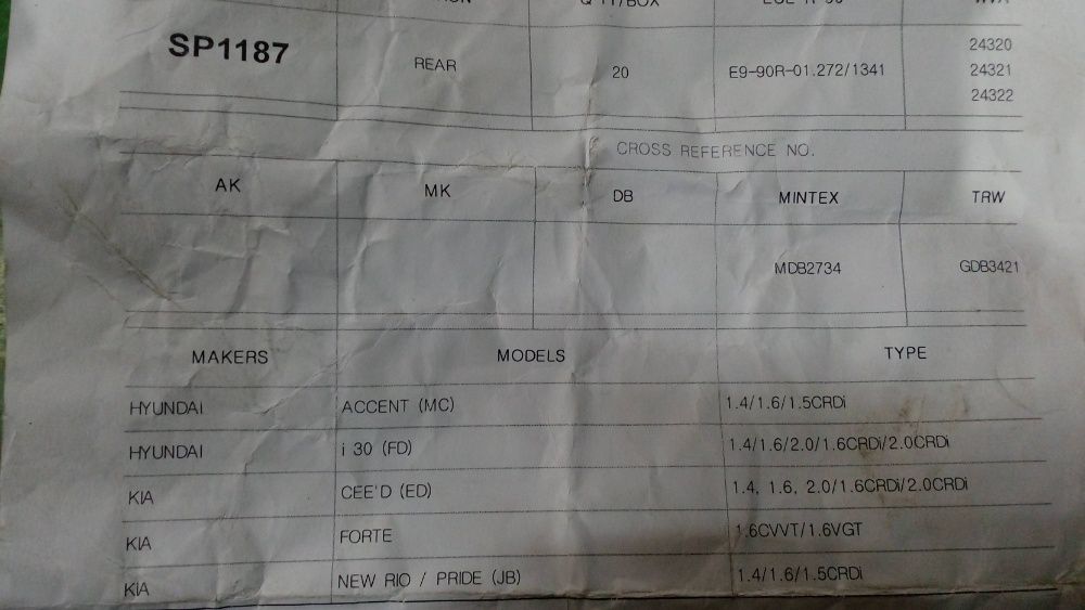 Продавам нови накладки за Kia (Киа) , Hyndai (Хюндай).