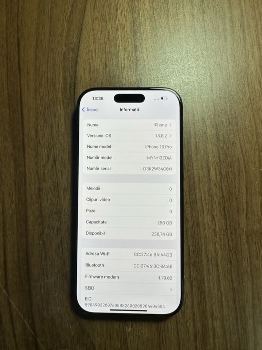Iphone 16 pro mpecabil 100% baterie