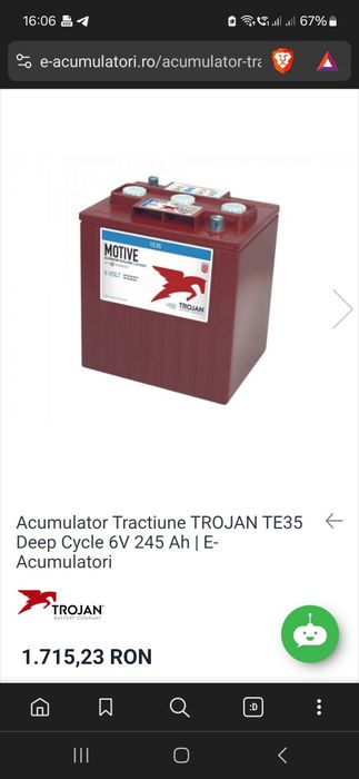 Acumulator Tractiune TROJAN TE35 Deep Cycle 6V 245 Ah | E-Acumulatori