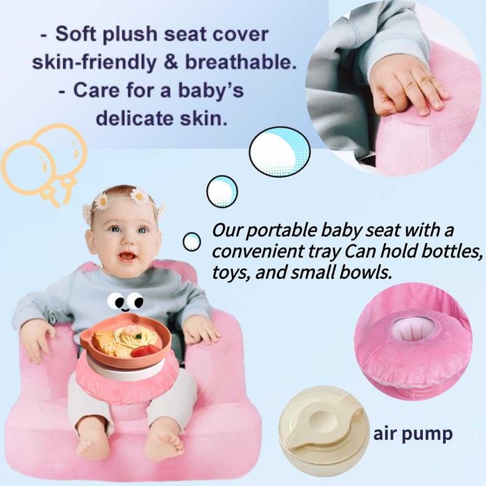 Надуваем бебешки диван с плюшен калъф за бебета 4-24 месеца