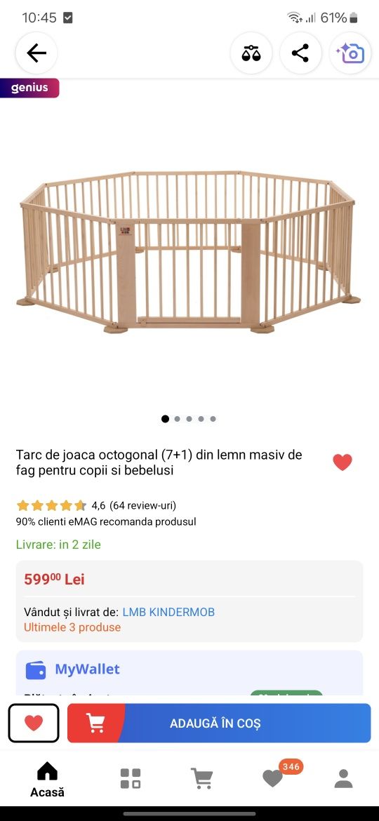 Tarc copii lemn masiv de fag 7+1