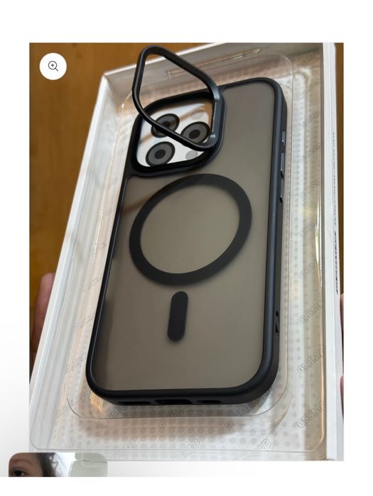 Husa Magsafe Metal Suport +Folie Camera Iphone 16/17/PRO/MAX/PLUS/AIR