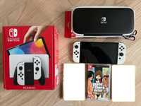 КАТО НОВ Nintendo Switch OLED - White + калъф+  игра GTA(trilogy)