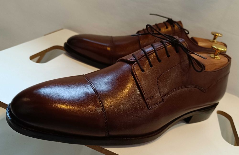 Pantofi derby 44 de lux lucrati manual La Maison Du Chausseur NOI piel