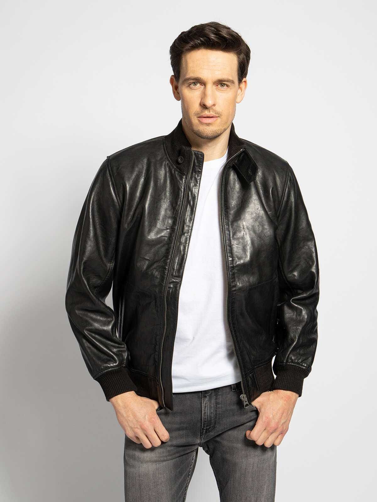 Geaca Jacheta Scurta Piele Neagra Pepe Jeans Leather Jacket RRP-250EUR